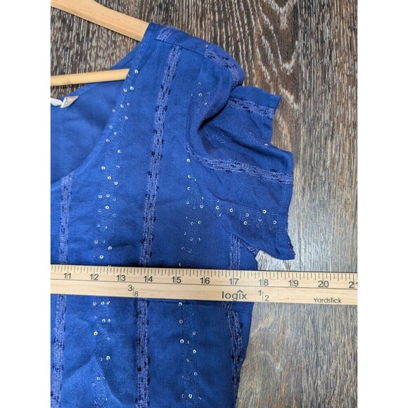 Soft Surroundings Blue Sequin Tiered Midi Dress Small - Picture 5 of 6